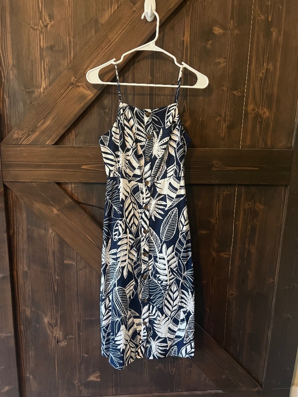Old Navy Tropical Leaf Print Button Front Cami Dress Size Small